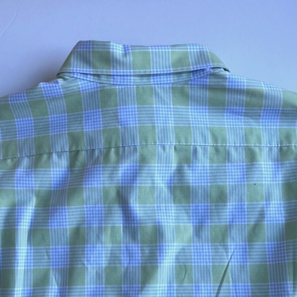 Stenstroms fitted body green & blue checkered 2 fold cotton shirt Sz 19/ 48 - Picture 10 of 10